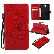 Galaxy J5 Prime Case  UNEXTATI Galaxy J5 Prime Flip Folio PU Leather Wallet Case with Magnetic Closure for Samsung Galaxy J5 Prime (Red #6) - B07GSSKLH6